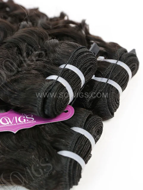 2 or 3 Bundles with 360 Lace Frontal Italian Curly Human Virgin Hair Extension Natural Color