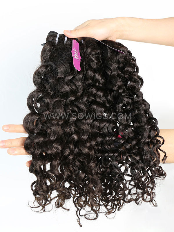 2 or 3 Bundles with 360 Frontal Brazilian Italian Curly Human Virgin Hair 