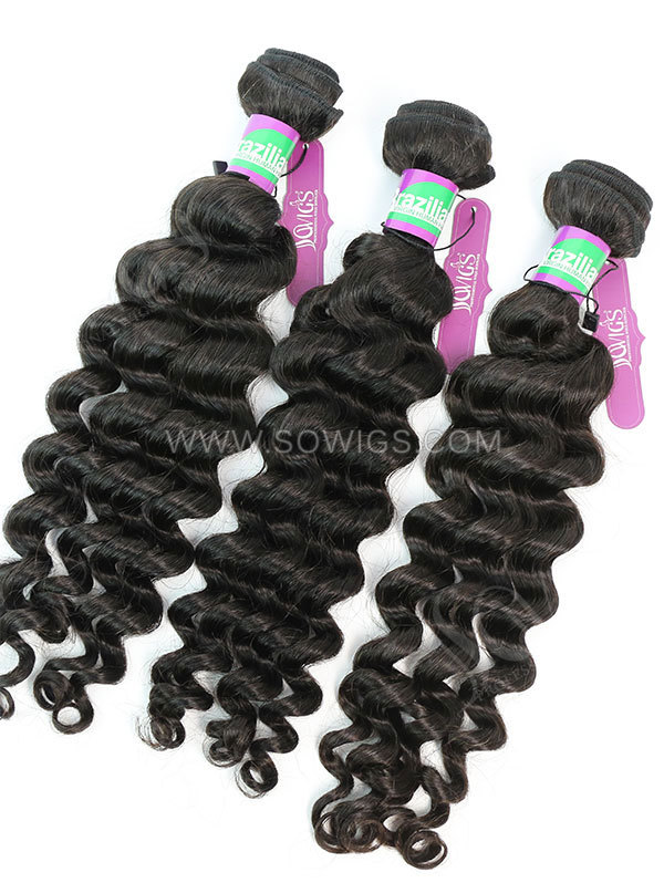 3 Bundles Brazilian Deep Wave Human Virgin Hair 