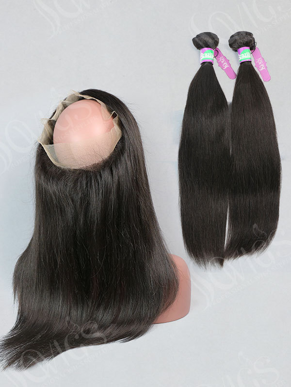 2 or 3 Bundles with 360 Frontal Brazilian Straight Human Virgin Hair 