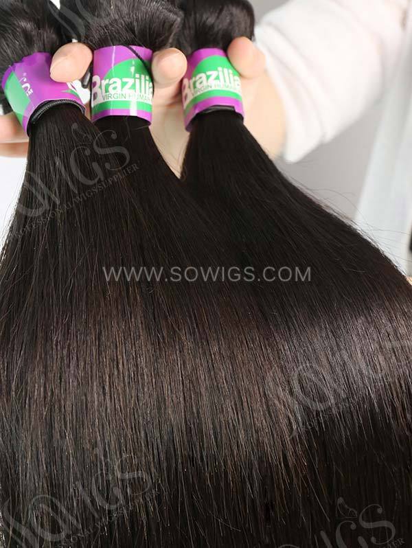 2 or 3 Bundles with 360 Frontal Brazilian Straight Human Virgin Hair 