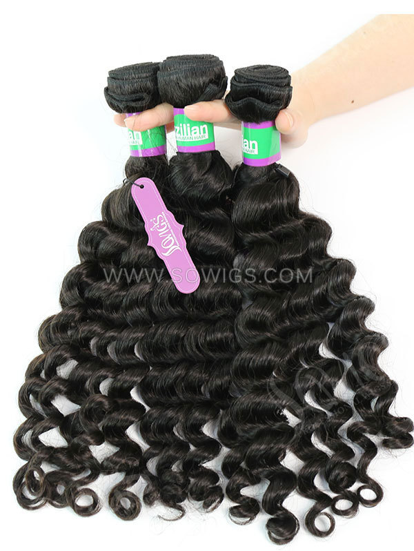 2 or 3 Bundles with 360 Frontal Brazilian Deep Wave Human Virgin Hair 