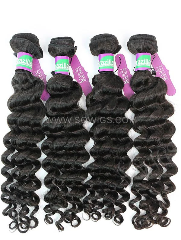 4 Bundles Brazilian Deep Wave Human Virgin Hair 