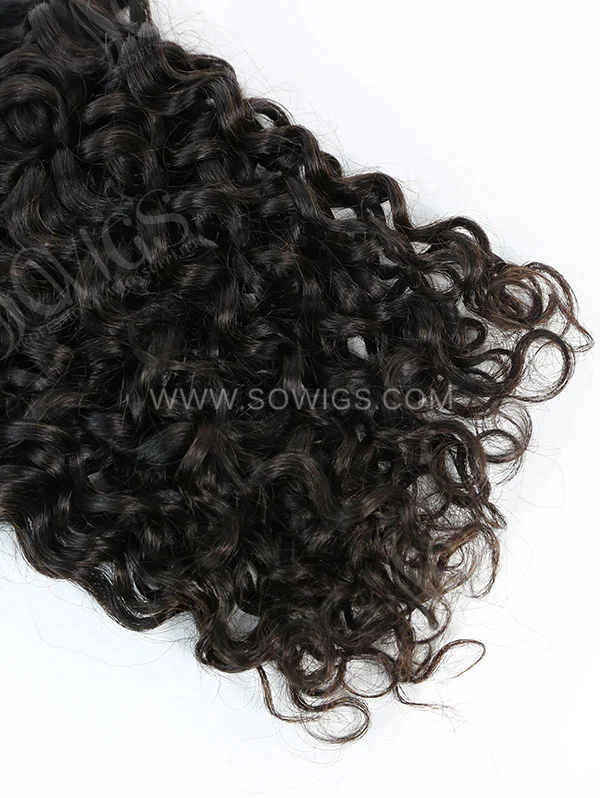 3 Bundles with Lace Base Closure Brazilian Italian Curly Human Virgin Hair 