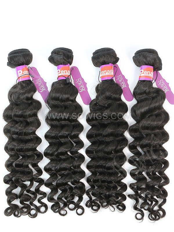 4 Bundles with Lace Closure Deep Wave Human Virgin Hair 