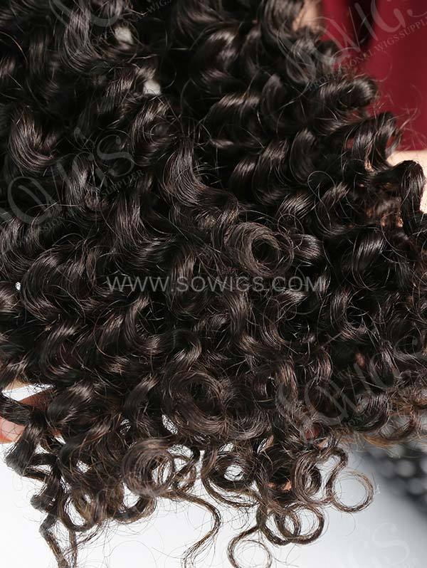 4 Bundles with Lace Closure Deep Curly Human Virgin Hair 