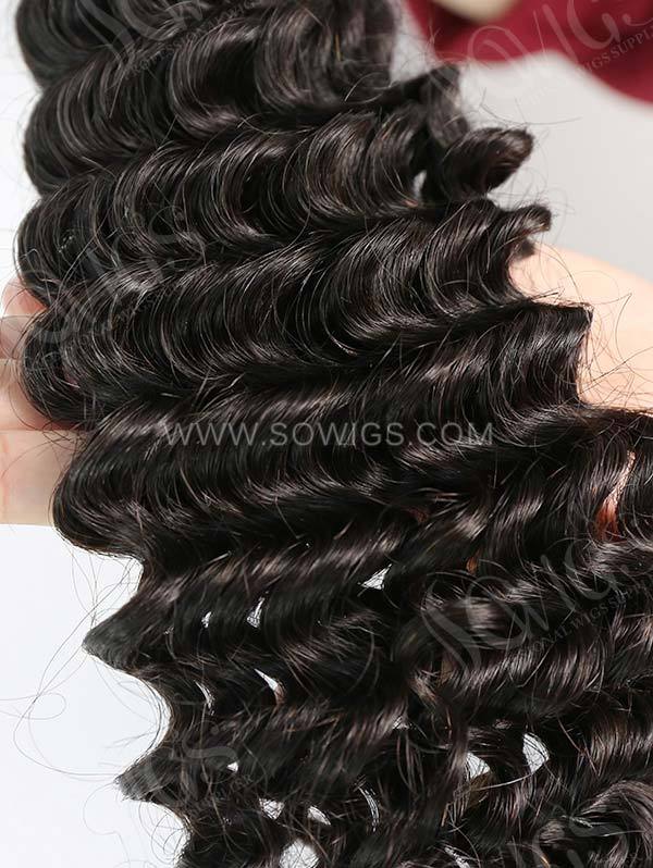 4 Bundles with Lace Closure Deep Curly Human Virgin Hair 