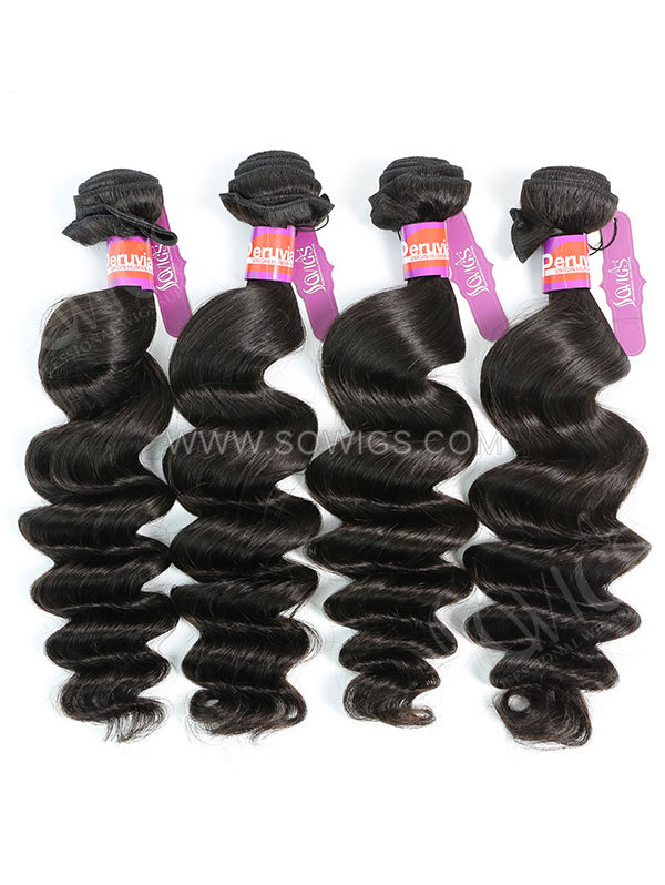 4 Bundles with Lace Closure Loose Wave Human Virgin Hair 