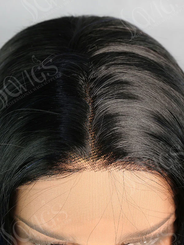 Synthetic Lace Front Wig Straight Aqua Blue Color Hair