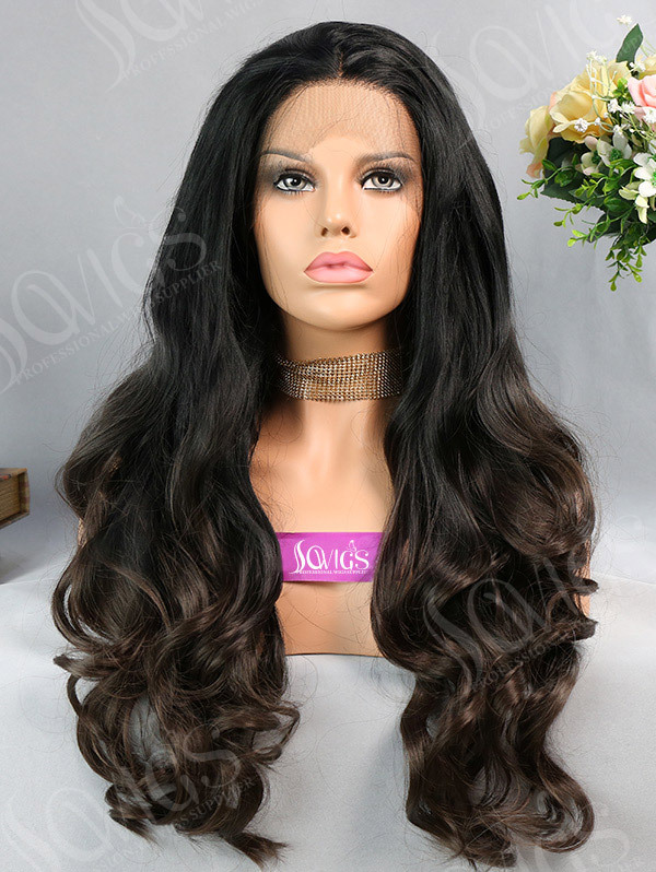 Synthetic Lace Front Wig Wave Mixed Color Hair