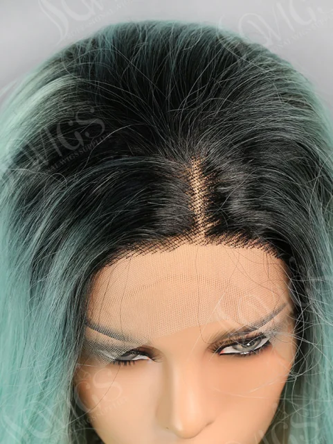 Synthetic Lace Front Wig Wave Frozen Seafoam Color Hair