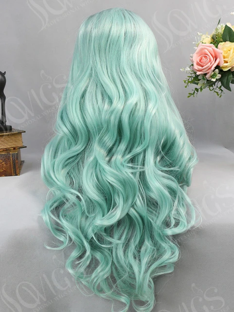 Synthetic Lace Front Wig Wave Frozen Seafoam Color Hair