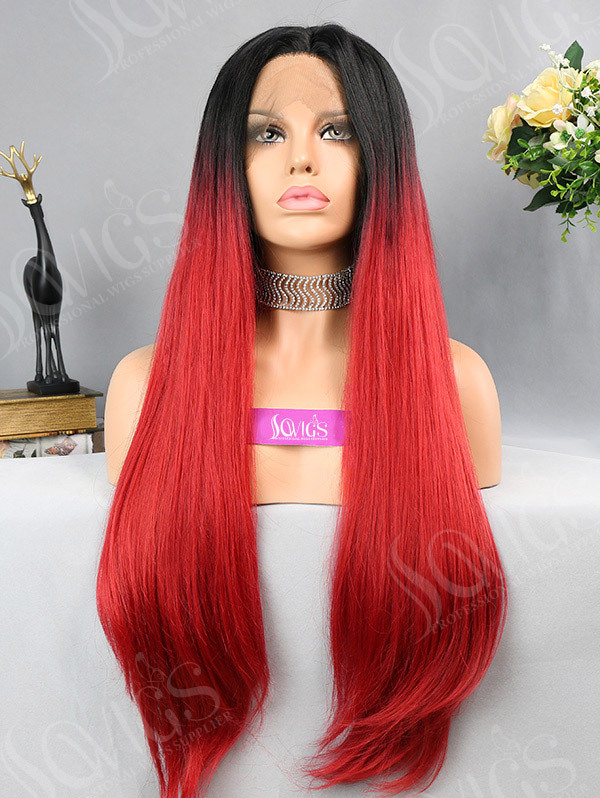 Synthetic Lace Front Wig Straight Passion Red Color Hair