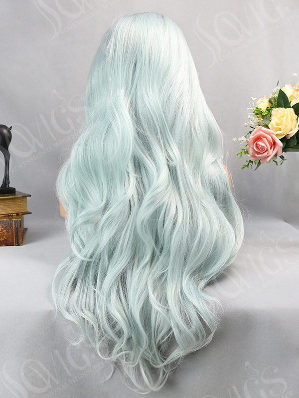 Synthetic Lace Front Wig Wave Mint Ombre Color Hair