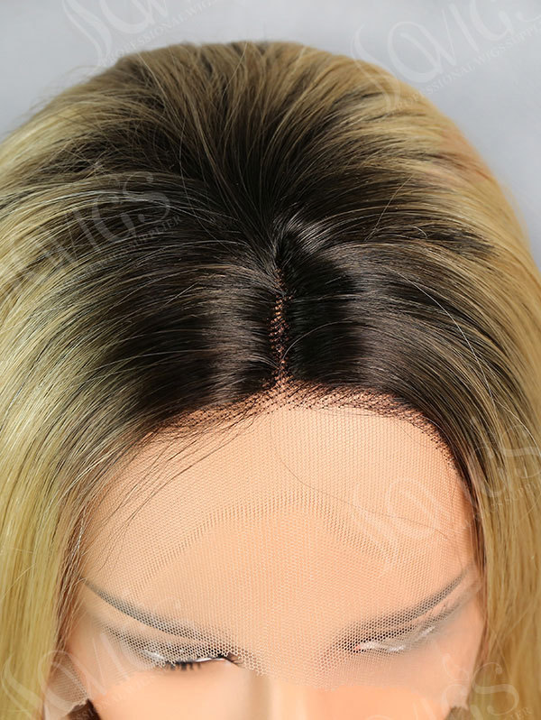 Synthetic Lace Front Wig Straight Ombre Blonde Color Hair