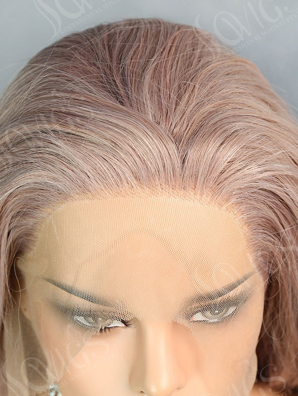 Synthetic Lace Front Wig Wave Dusky Rose Color Hair