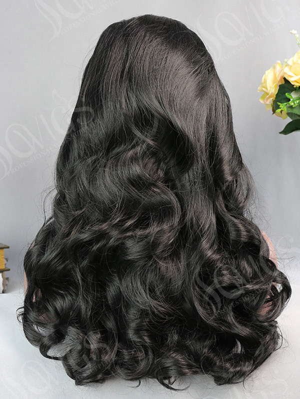 Synthetic Hair Lace Front Wig Wave Black Color Hair