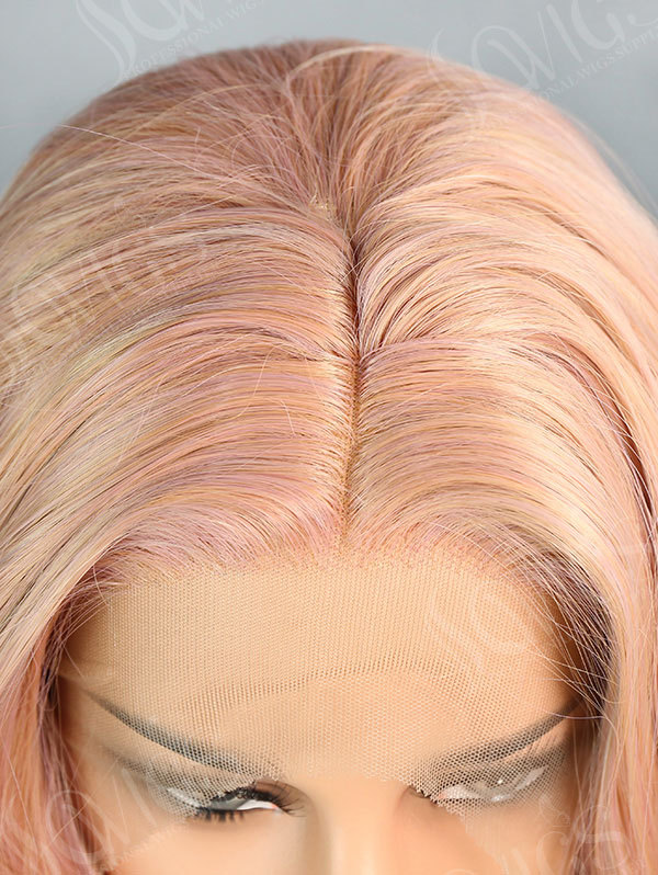 Synthetic Lace Front Wig Wave Gorgeous Pink Color Hair