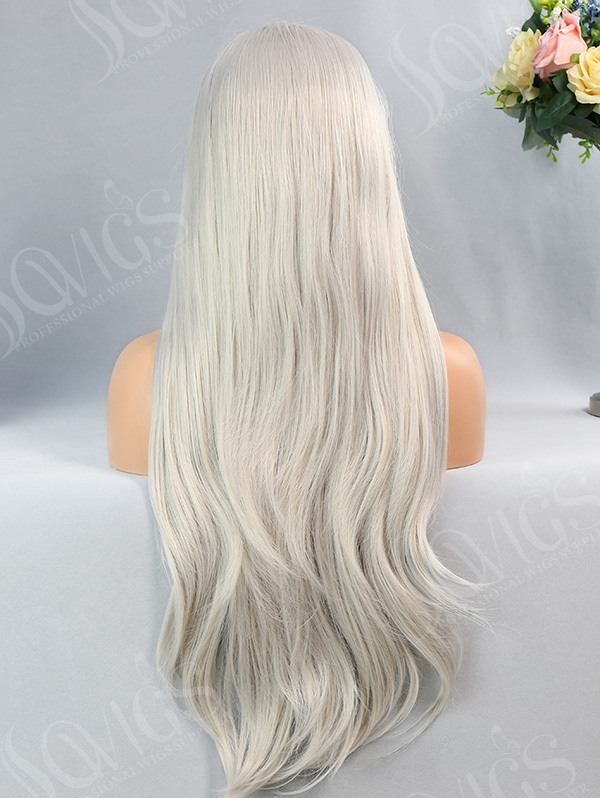 Synthetic Lace Front Wig Straight Light Grey Color Hair