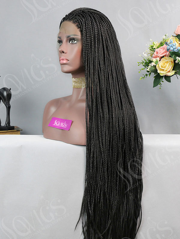 Synthetic Lace Front Wig Black Color Box Braids Hair