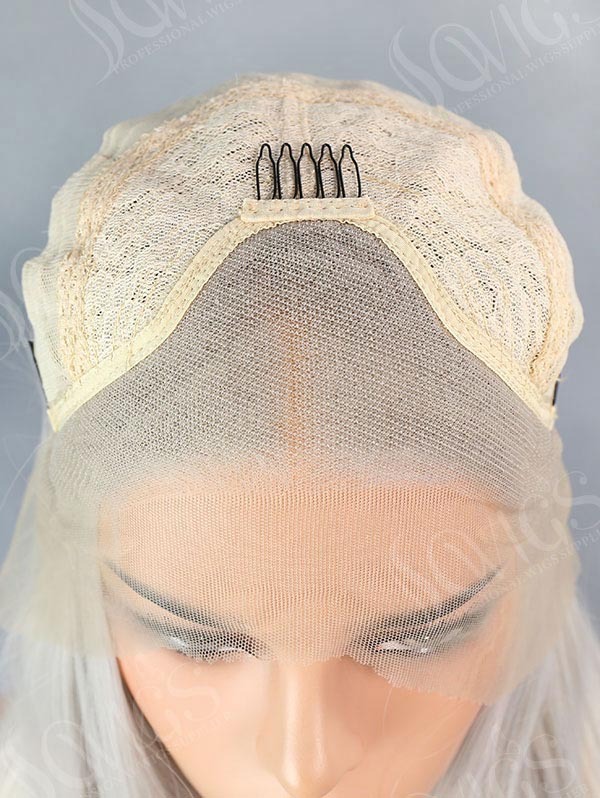 Synthetic Lace Front Wig Straight Light Grey Color Hair