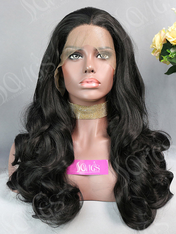 Synthetic Hair Lace Front Wig Wave Black Color Hair