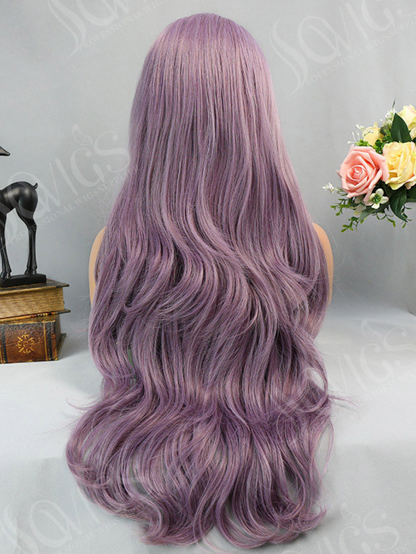 Synthetic Lace Front Wig Wave Lila Purple Color Hair