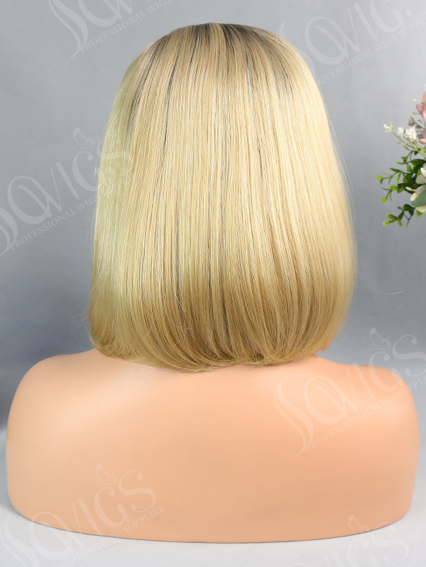 Synthetic Lace Front Wig Bob Straight 1B/613 Blonde Color Hair