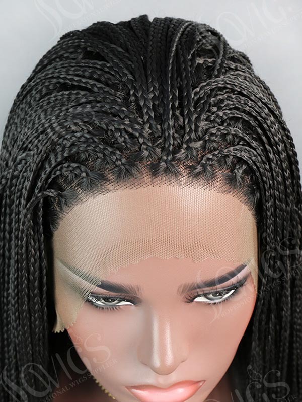 Synthetic Lace Front Wig Black Color Box Braids Hair