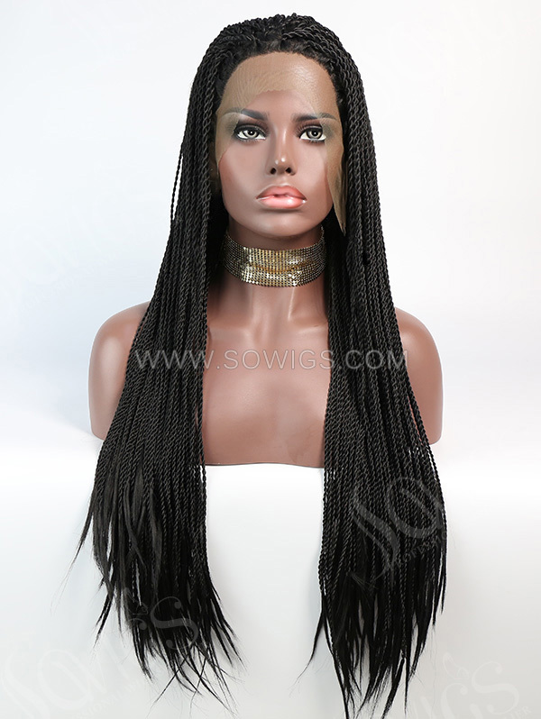 Synthetic Lace Front Wig 1B Color Box Braids Hair