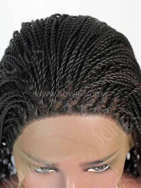 Synthetic Lace Front Wig Black Color Braids Hair