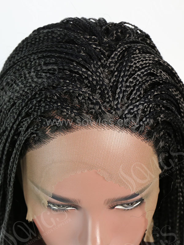 Synthetic Lace Front Wig Ombre Grey Color Box Braids Hair