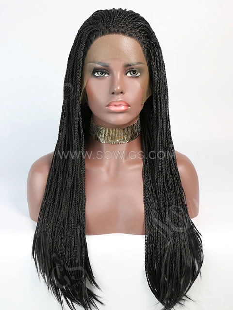 Synthetic Lace Front Wig Black Color Braids Hair