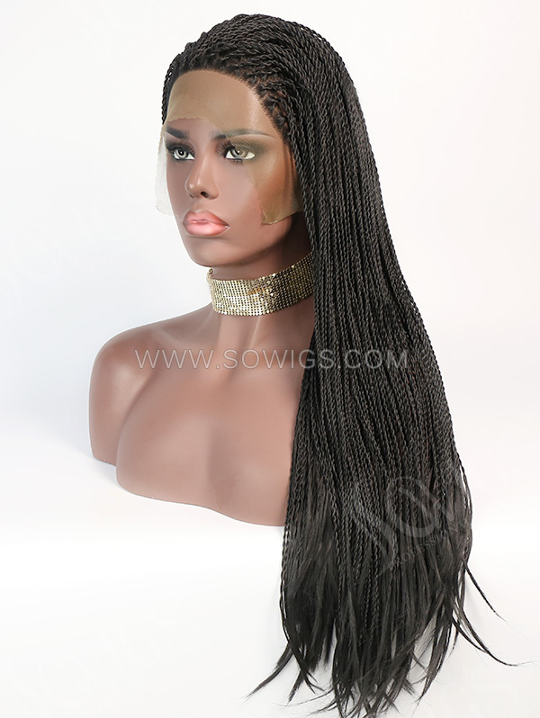 Synthetic Lace Front Wig Black Color Braids Hair