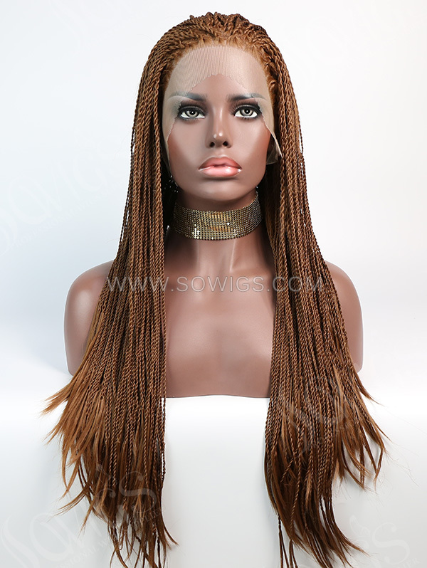 Synthetic Lace Front Wig Brown Color Box Braids Hair