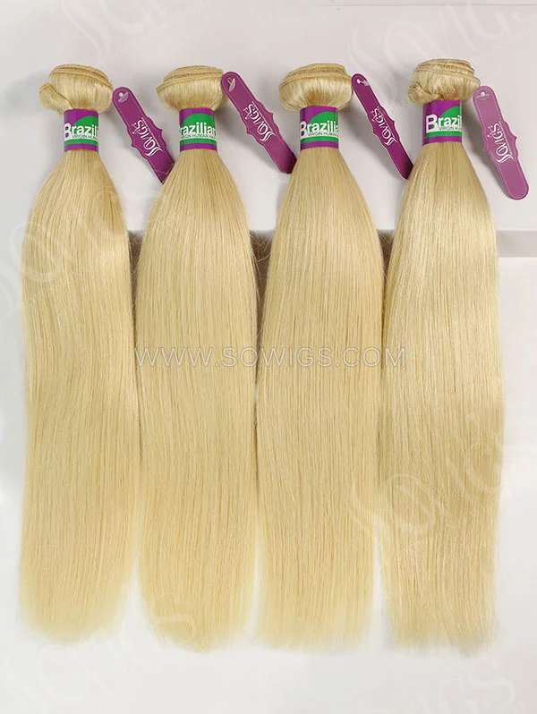 4 Bundles Brazilian 613 Color Straight Human Hair 