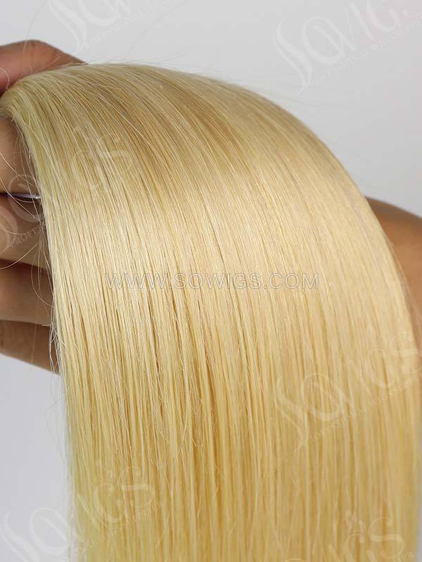 3 Bundles with Lace Closure Brazilian 613 Color Straight Human Hair 