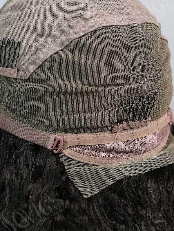 130% Density Full Lace Wig Kinky Straight Virgin Human Hair Natural Color