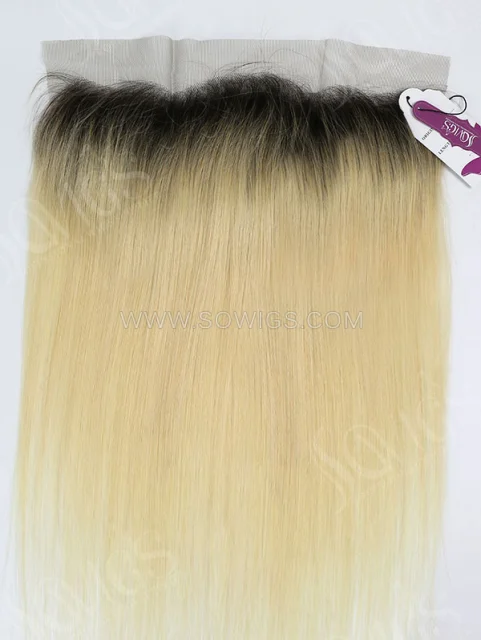 13*4 Lace Frontal 1B/613 Blonde Color Straight Human Hair