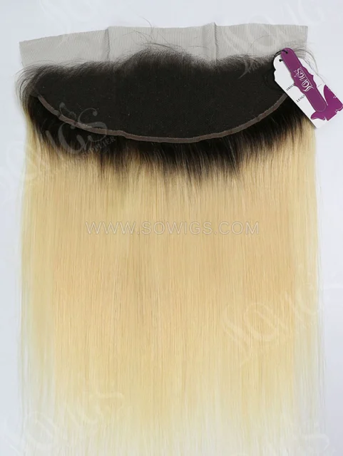 13*4 Lace Frontal 1B/613 Blonde Color Straight Human Hair