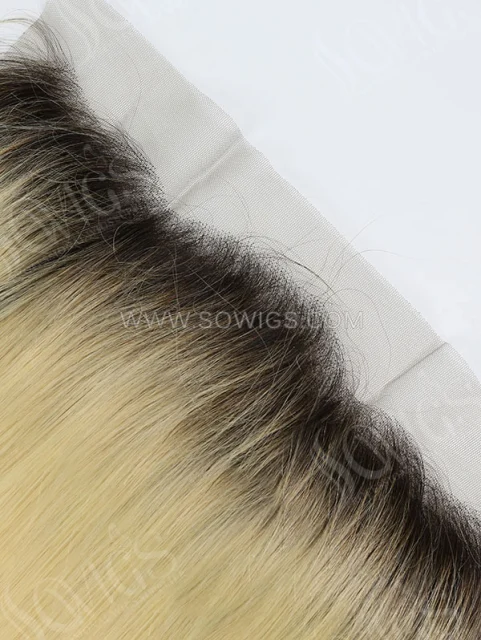 13*4 Lace Frontal 1B/613 Blonde Color Straight Human Hair