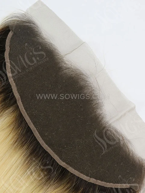 13*4 Lace Frontal 1B/613 Blonde Color Straight Human Hair