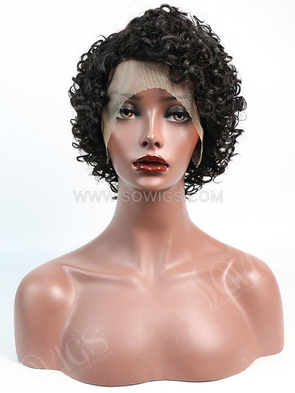 150% Density Lace Front Wig Short Curly Human Hair