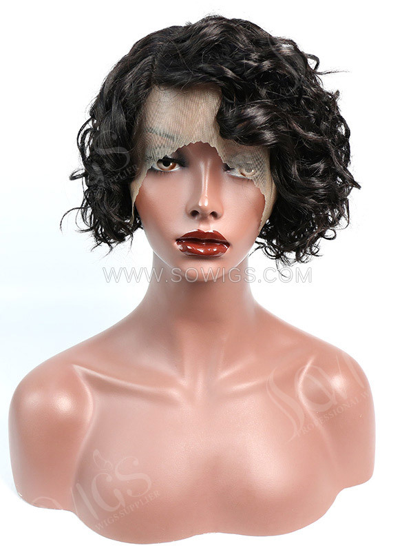 150% Density Lace Front Wig Short Bob Curly Human Hair