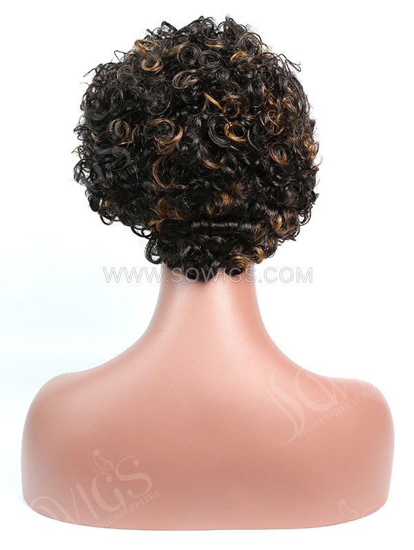 150% Density Lace Front Wig Short Curly 1B/30 Color Human Hair
