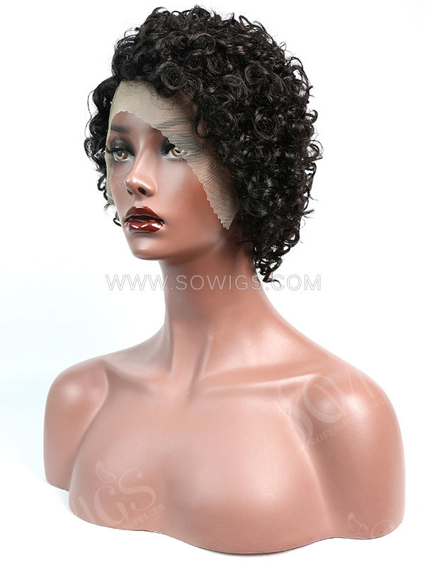 150% Density Lace Front Wig Short Curly Human Hair