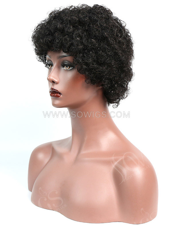 150% Density Lace Front Wig Short Bob Small Curly Human Hair