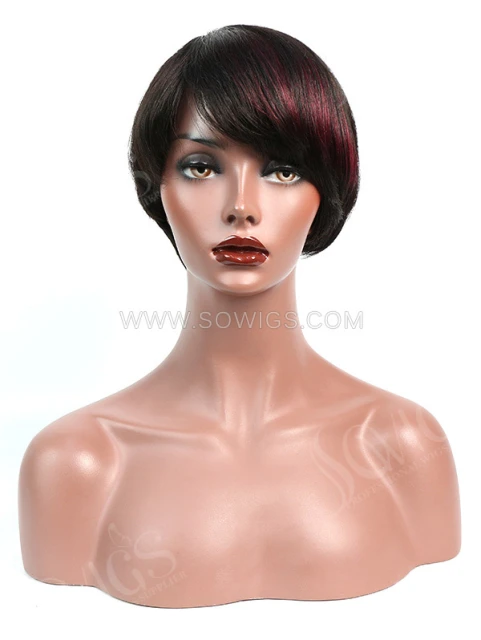 150% Density Lace Front Wig Short Bob Straight Ombre 1B/99J Color Human Hair