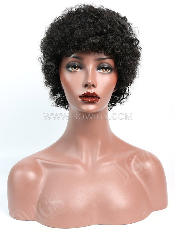 150% Density Lace Front Wig Short Bob Small Curly Human Hair