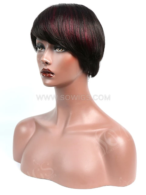 150% Density Lace Front Wig Short Bob Straight Ombre 1B/99J Color Human Hair